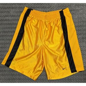 Vintage Nike Basketball Dazzle Shorts Men XL Yellow Black 10" Stretch